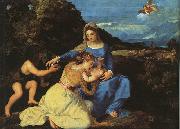  Titian Madonna and Child with the Young St.John the Baptist St.Catherine France oil painting reproduction